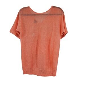 Talbots‎  XS Coral 100% Linen Short Sleeve Knit Sweater Top Coastal Chic Casual
